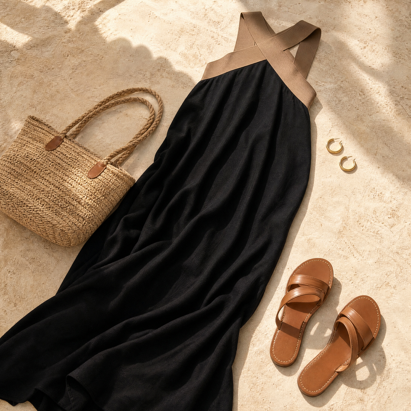 Two-Tone Halter Maxi Dress — View 6 | Clova