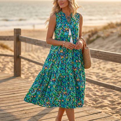 Tiered Boho Midi Dress for Effortless Summer Days — View 6 | Clova