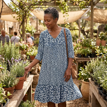 Breezy Floral Midi with Ruffle Hem — View 3 | Clova