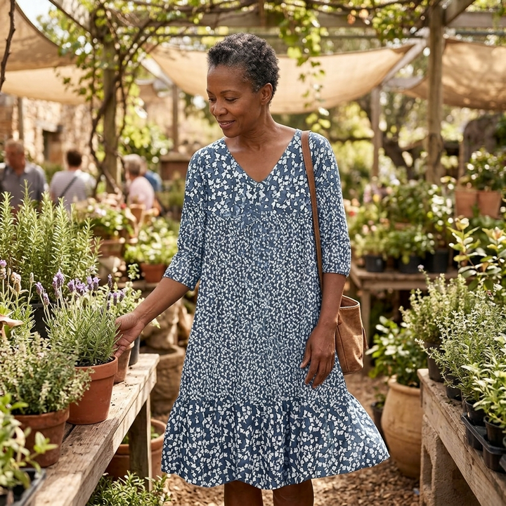 Breezy Floral Midi with Ruffle Hem — View 3 | Clova