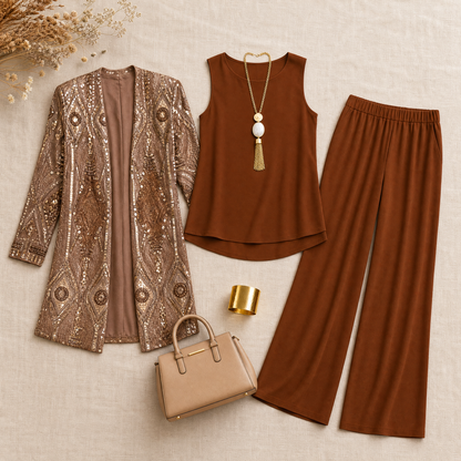 Elegant 3-Piece Pantsuit Set for Occasions — View 5 | Clova