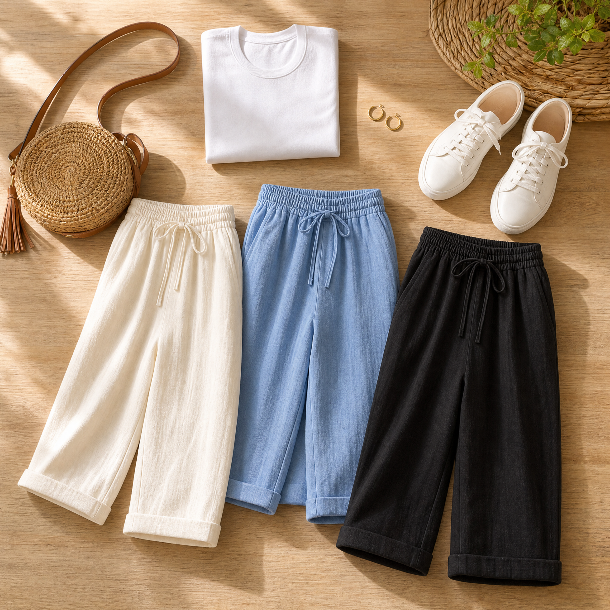 Breathable Drawstring Capris — View 6 | Clova