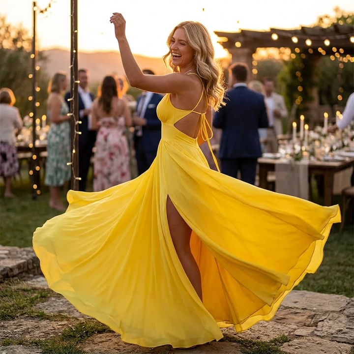 Flowing V-Neck Maxi Dress — View 6 | Clova