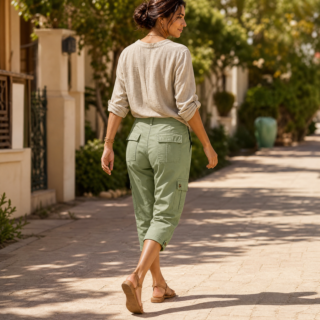 Comfortable Stretch Capri with Pockets — View 6 | Clova