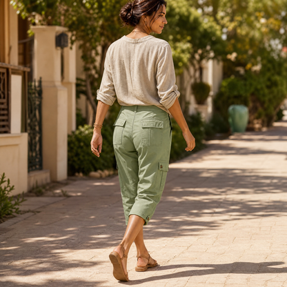 Comfortable Stretch Capri with Pockets — View 6 | Clova