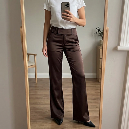 Elongating Wide-Leg Flare Pants — View 6 | Clova