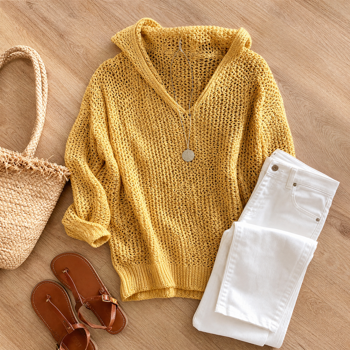 Knit Hooded Pullover for Easy Layering — View 6 | Clova
