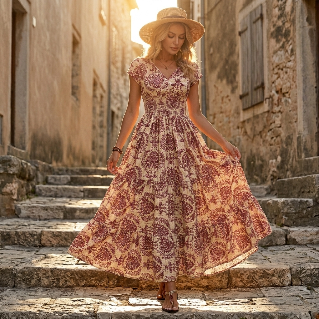 Smocked Floral Maxi Dress — View 6 | Clova