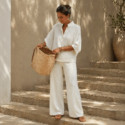 Vienelle Waffle-Knit Two-Piece Set for Effortless Everyday Style — View 6 | Clova