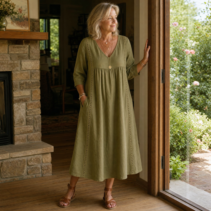 Relaxed Midi Dress with Pockets — View 6 | Clova