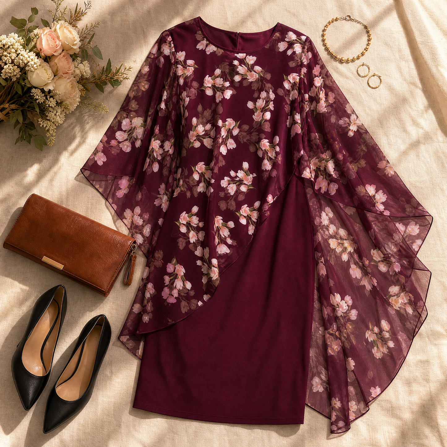 Elegant Overlay Sheath Dress — View 6 | Clova