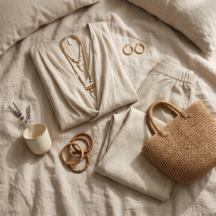 Draped Linen Two-Piece Set — View 6 | Clova