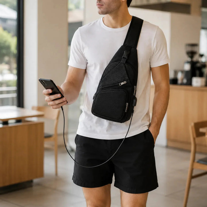 Crossbody Sling Bag with USB Charging Port