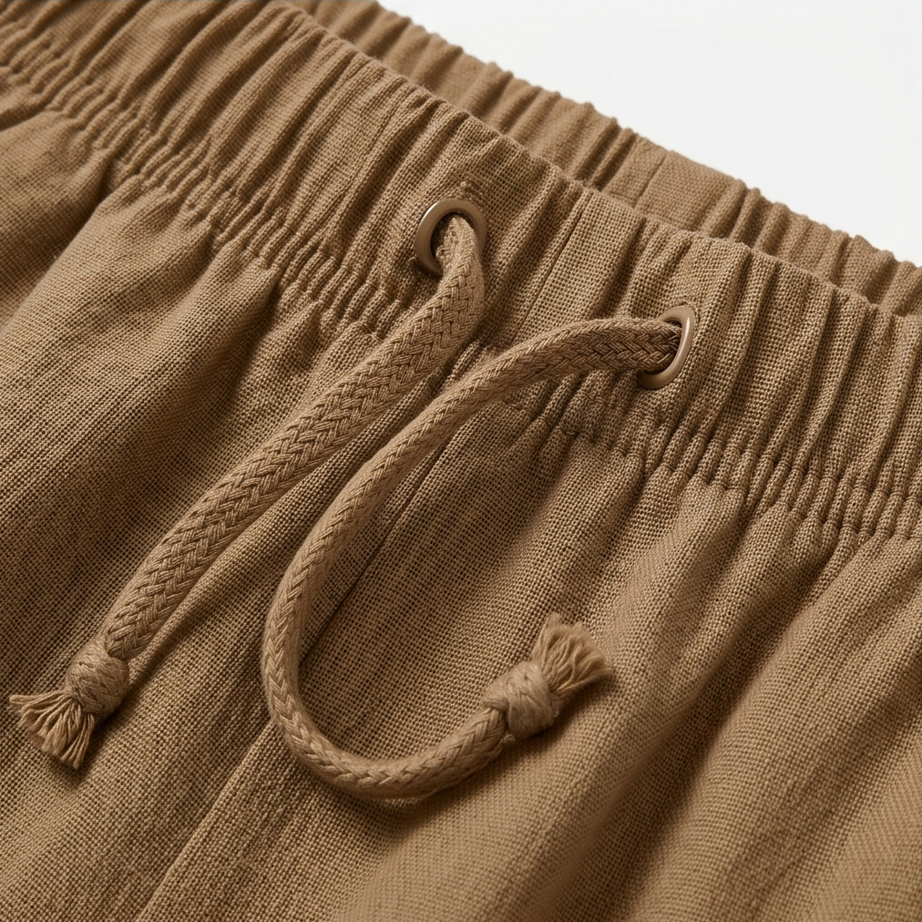 Wide-Leg Drawstring Shorts with Smocked Waist — View 13 | Clova