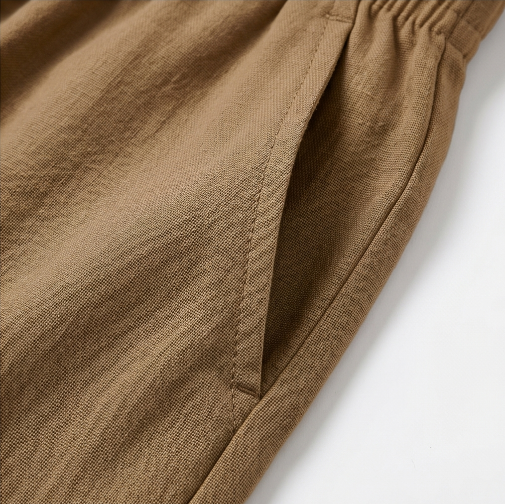 Wide-Leg Drawstring Shorts with Smocked Waist — View 14 | Clova