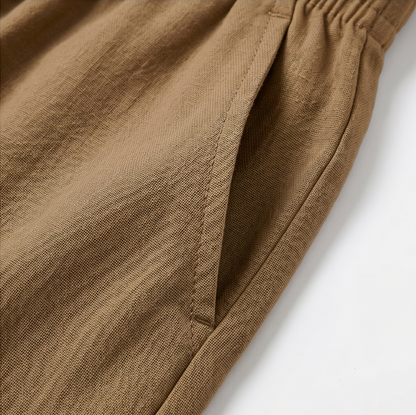 Wide-Leg Drawstring Shorts with Smocked Waist — View 14 | Clova