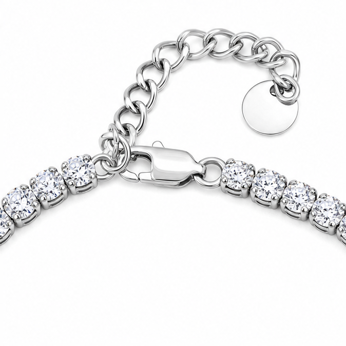 Pavé Zircon Cross Tennis Bracelet in Silver or Gold