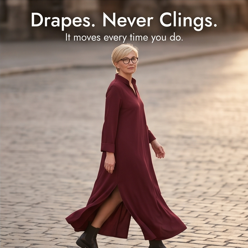 Loose Maxi Dress with Side Slits — View 9 | Clova