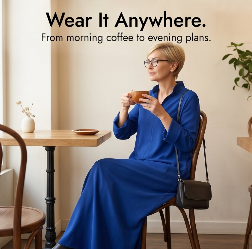 Loose Maxi Dress with Side Slits — View 10 | Clova