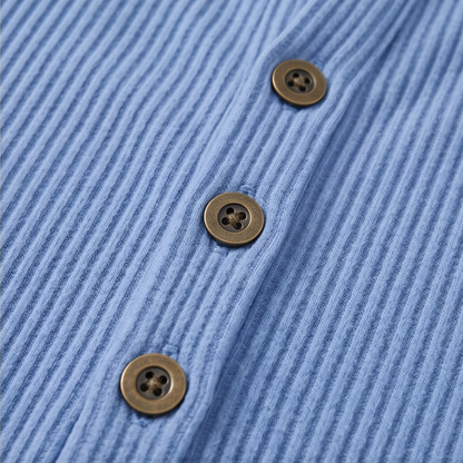 Ribbed Button-Up Henley Tunic — View 14 | Clova