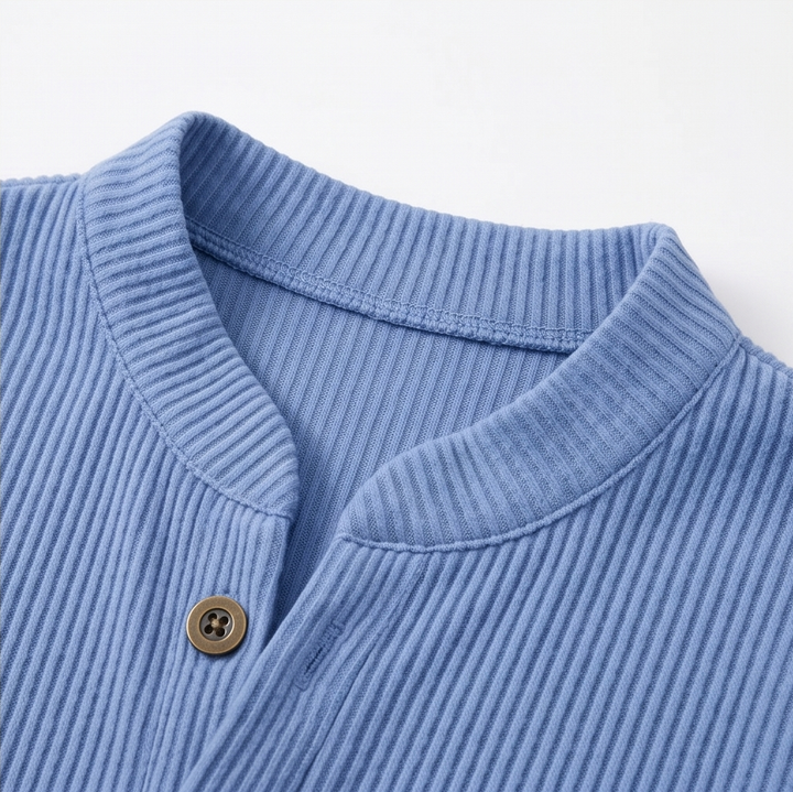 Ribbed Button-Up Henley Tunic — View 12 | Clova