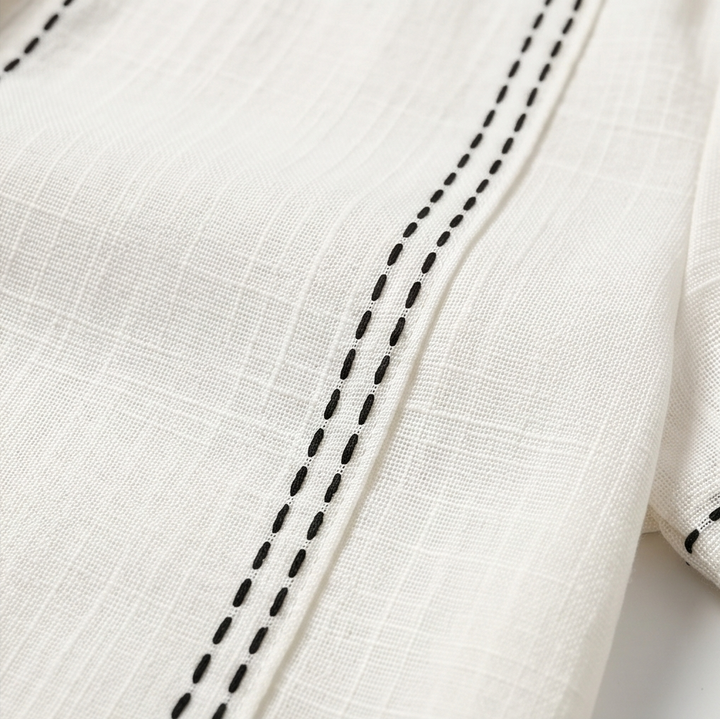 Stitched Henley Top — View 8 | Clova
