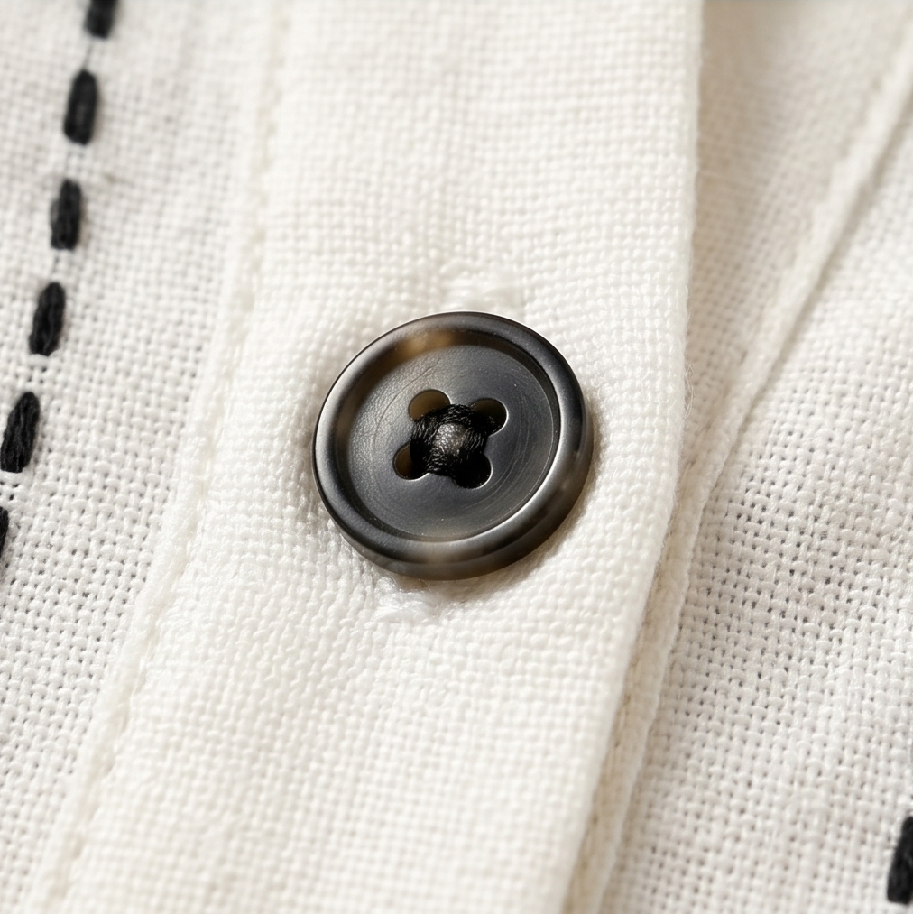 Stitched Henley Top — View 9 | Clova