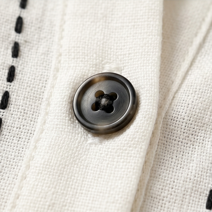 Stitched Henley Top — View 9 | Clova