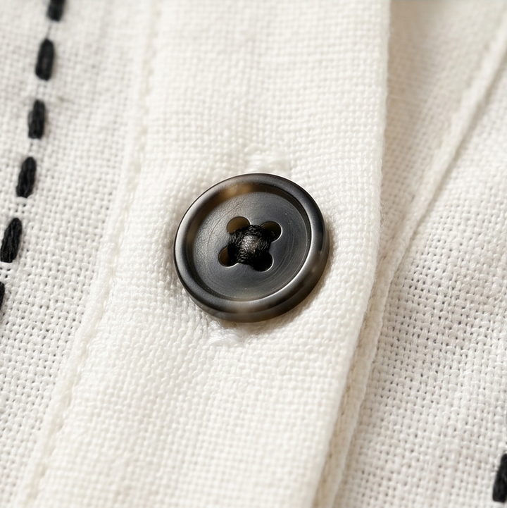 Stitched Henley Top — View 9 | Clova