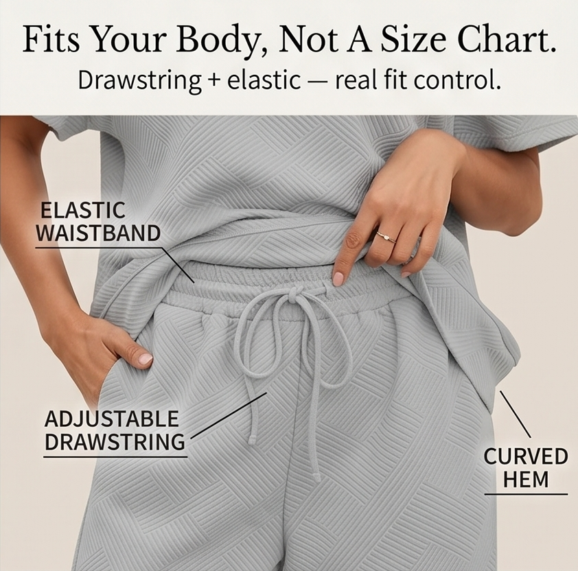Textured Knit 2-Piece Lounge Set for Real Curves — View 8 | Clova
