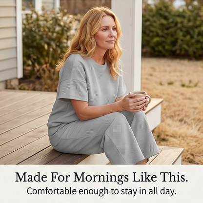 Textured Knit 2-Piece Lounge Set for Real Curves — View 9 | Clova