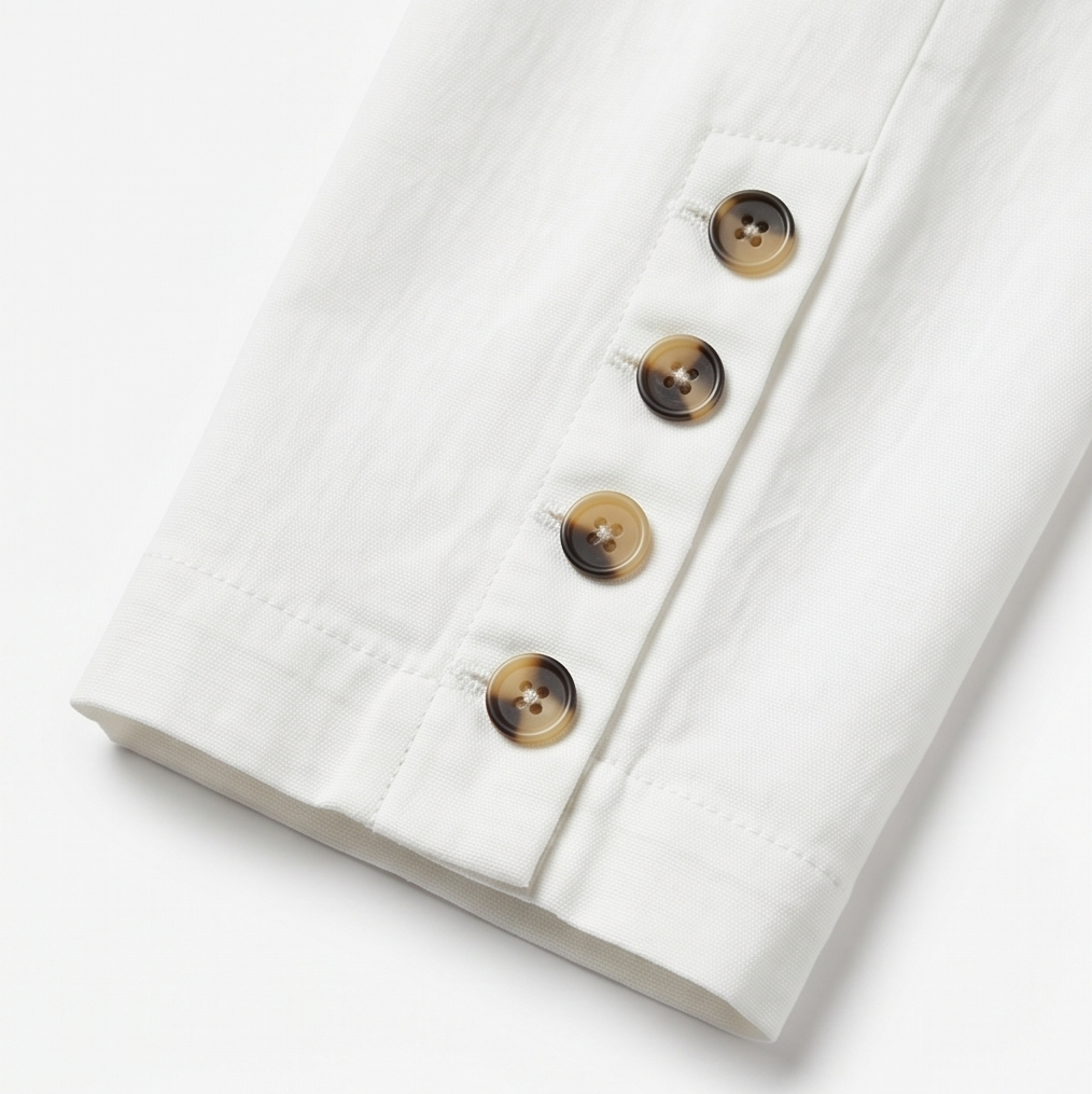 Button-Hem Cropped Cotton Pants — View 12 | Clova