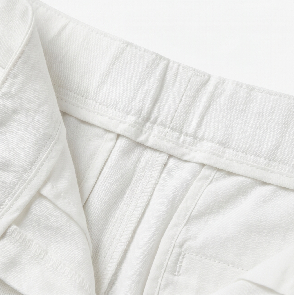 Button-Hem Cropped Cotton Pants — View 14 | Clova