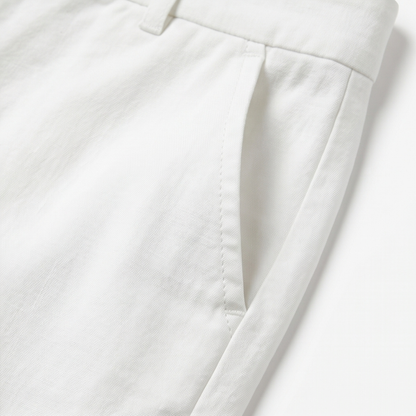 Button-Hem Cropped Cotton Pants — View 15 | Clova