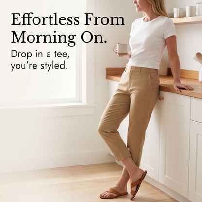 Button-Hem Cropped Cotton Pants — View 9 | Clova