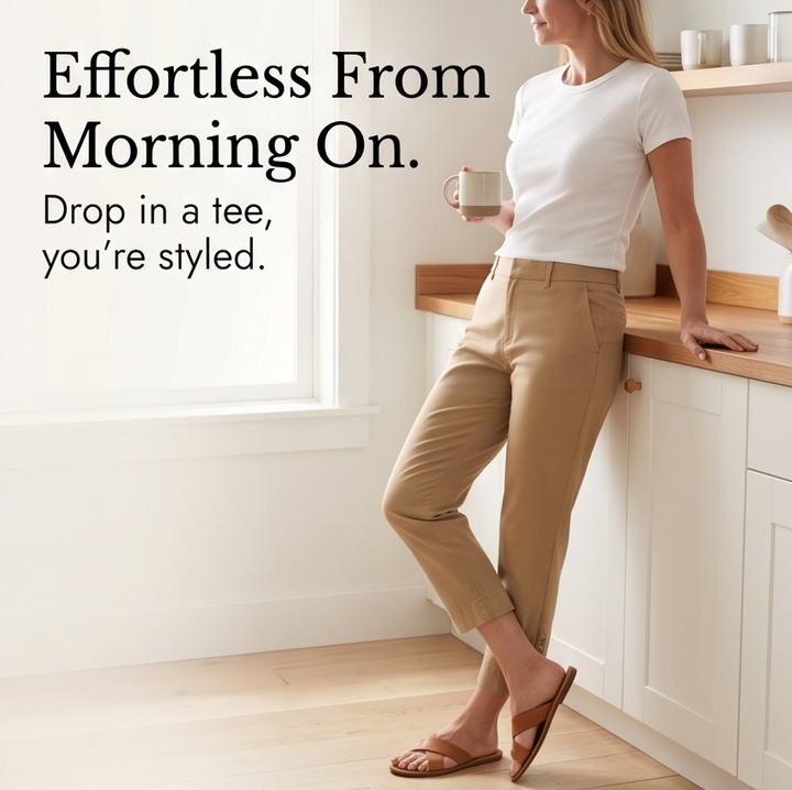Button-Hem Cropped Cotton Pants — View 9 | Clova