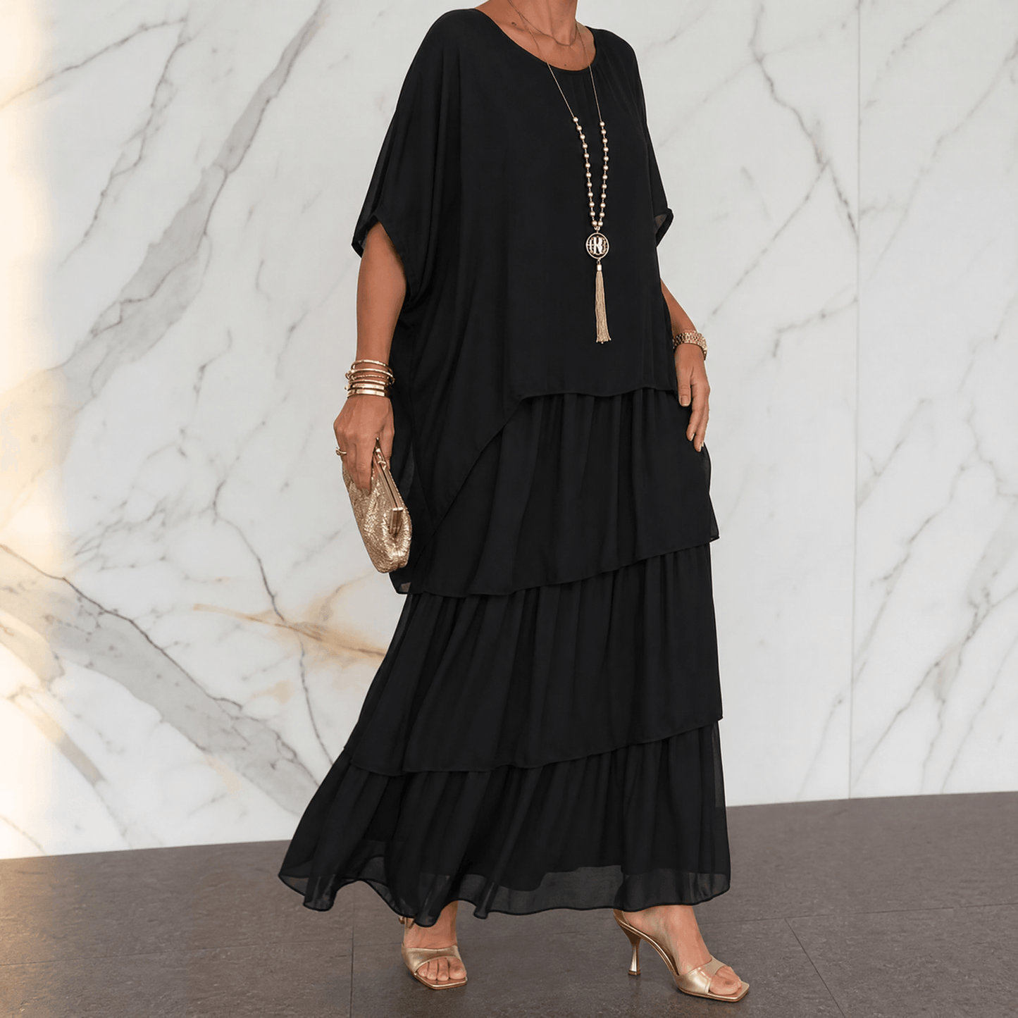 Elegant Tiered Dress for Events — View 13 | Clova