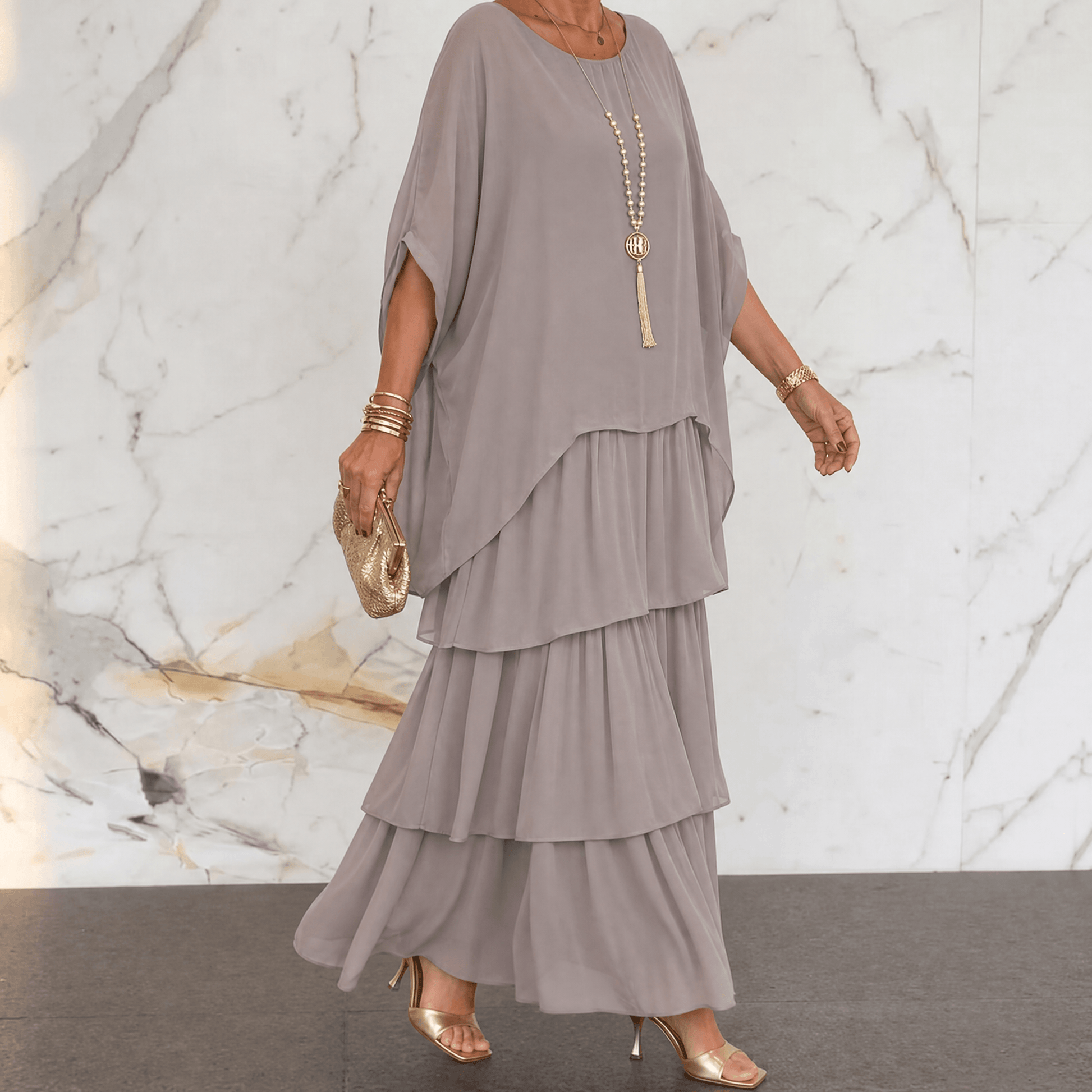 Elegant Tiered Dress for Events — View 14 | Clova