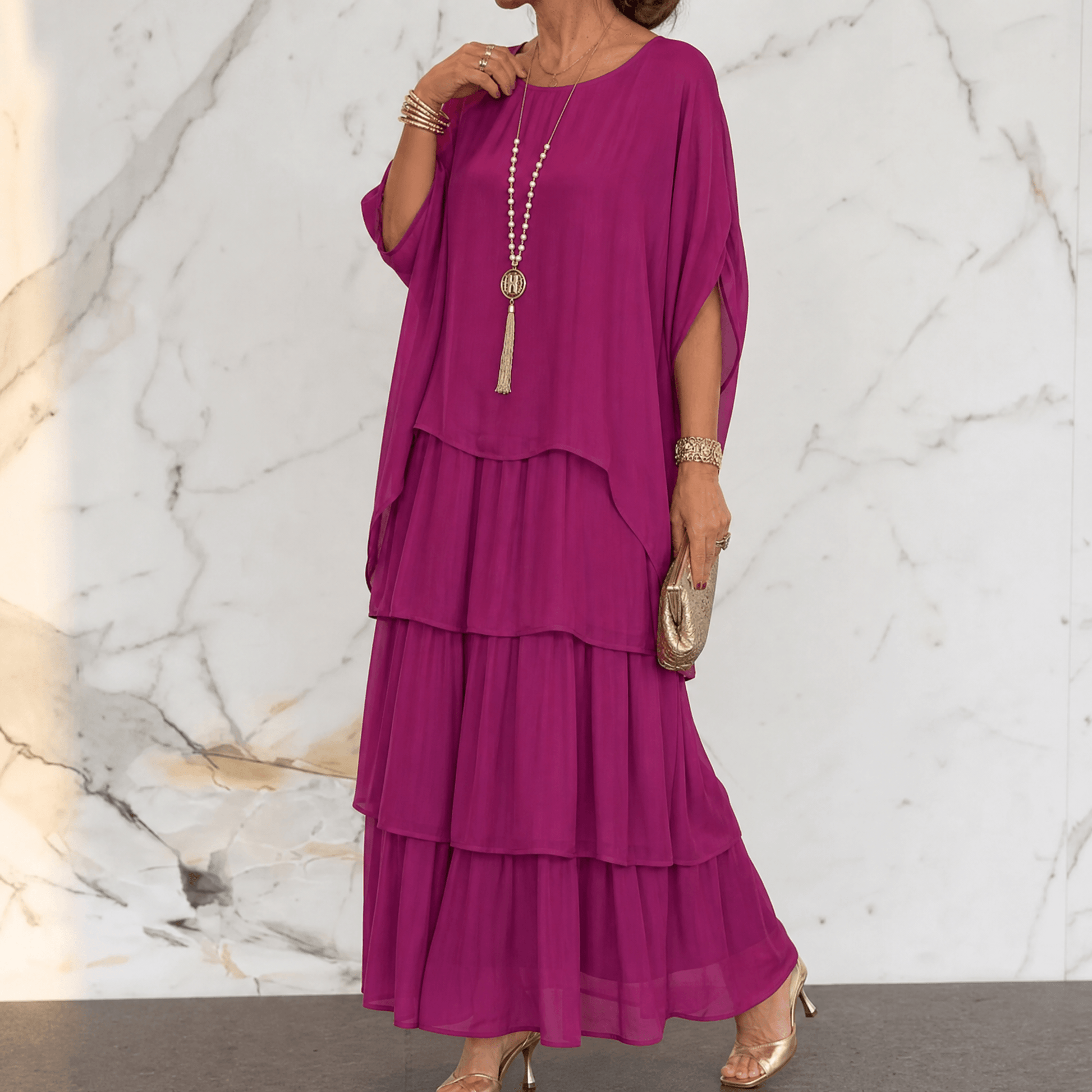Elegant Tiered Dress for Events — View 12 | Clova
