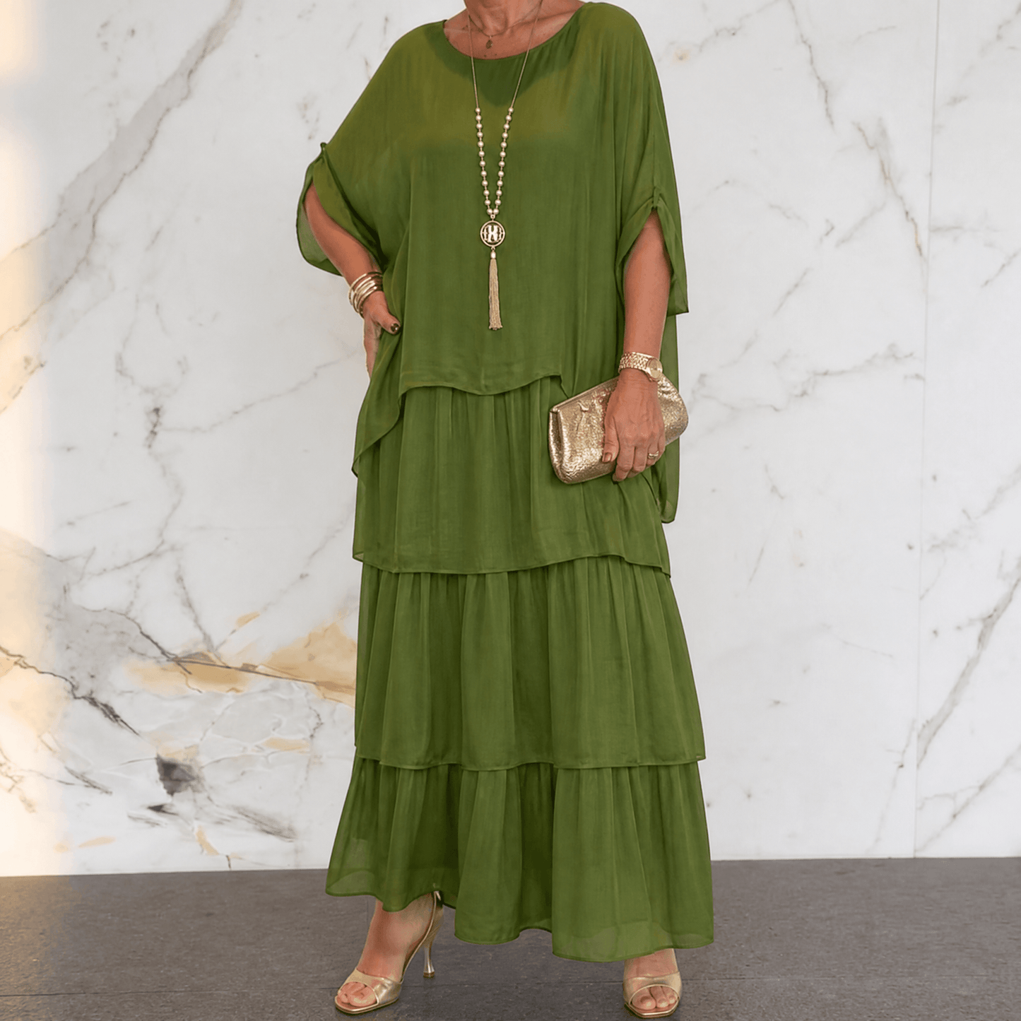 Elegant Tiered Dress for Events — View 11 | Clova