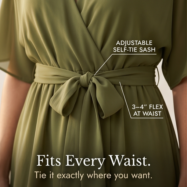 Flowing V-Neck Midi Dress — View 6 | Clova