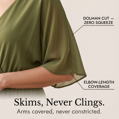 Flowing V-Neck Midi Dress — View 7 | Clova