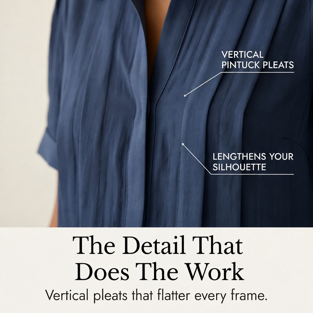 Pleated Short-Sleeve Blouse — View 6 | Clova
