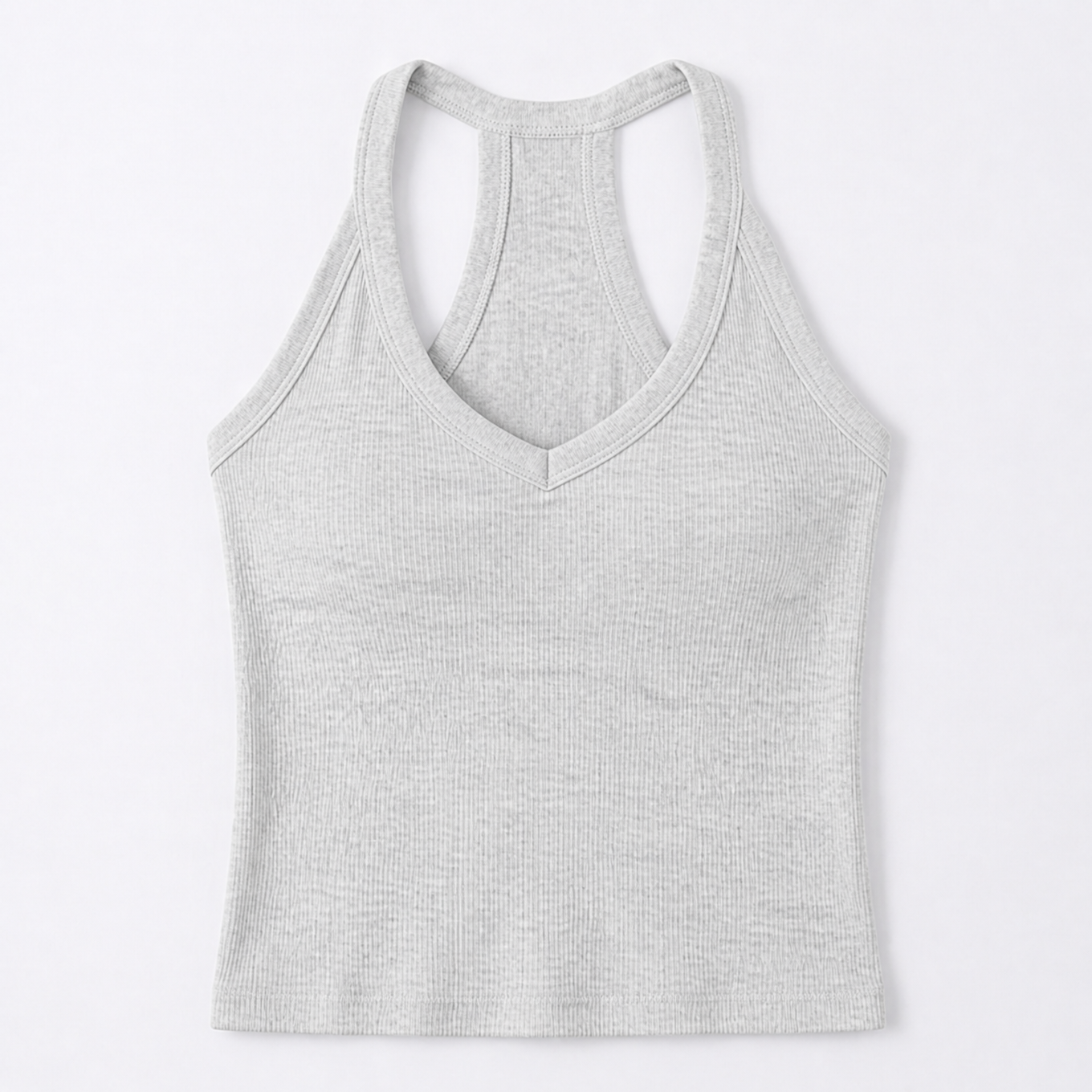 Lunella Ribbed V-Neck Tank with Built-In Bra — View 17 | Clova