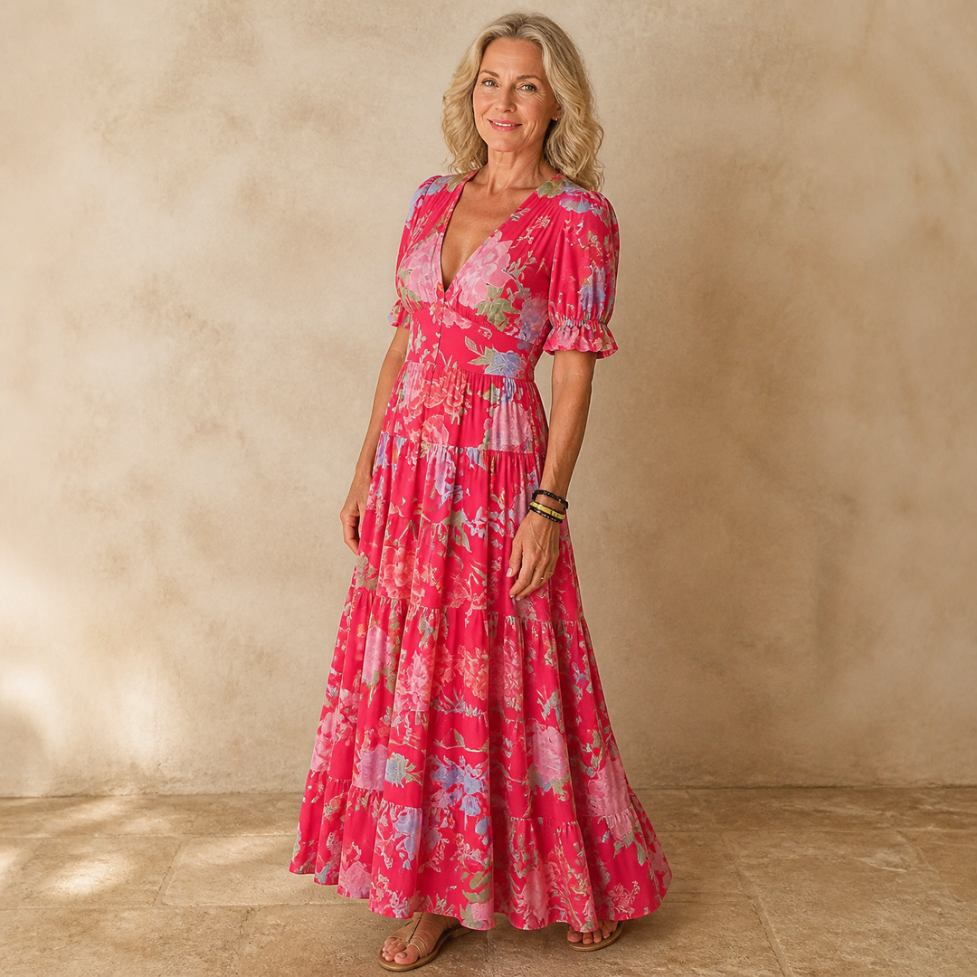 Flowing Floral Maxi Dress — View 3 | Clova