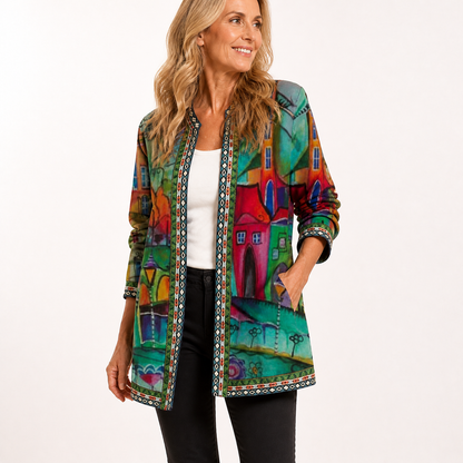Art-Print Open Jacket for Effortless Style — View 16 | Clova