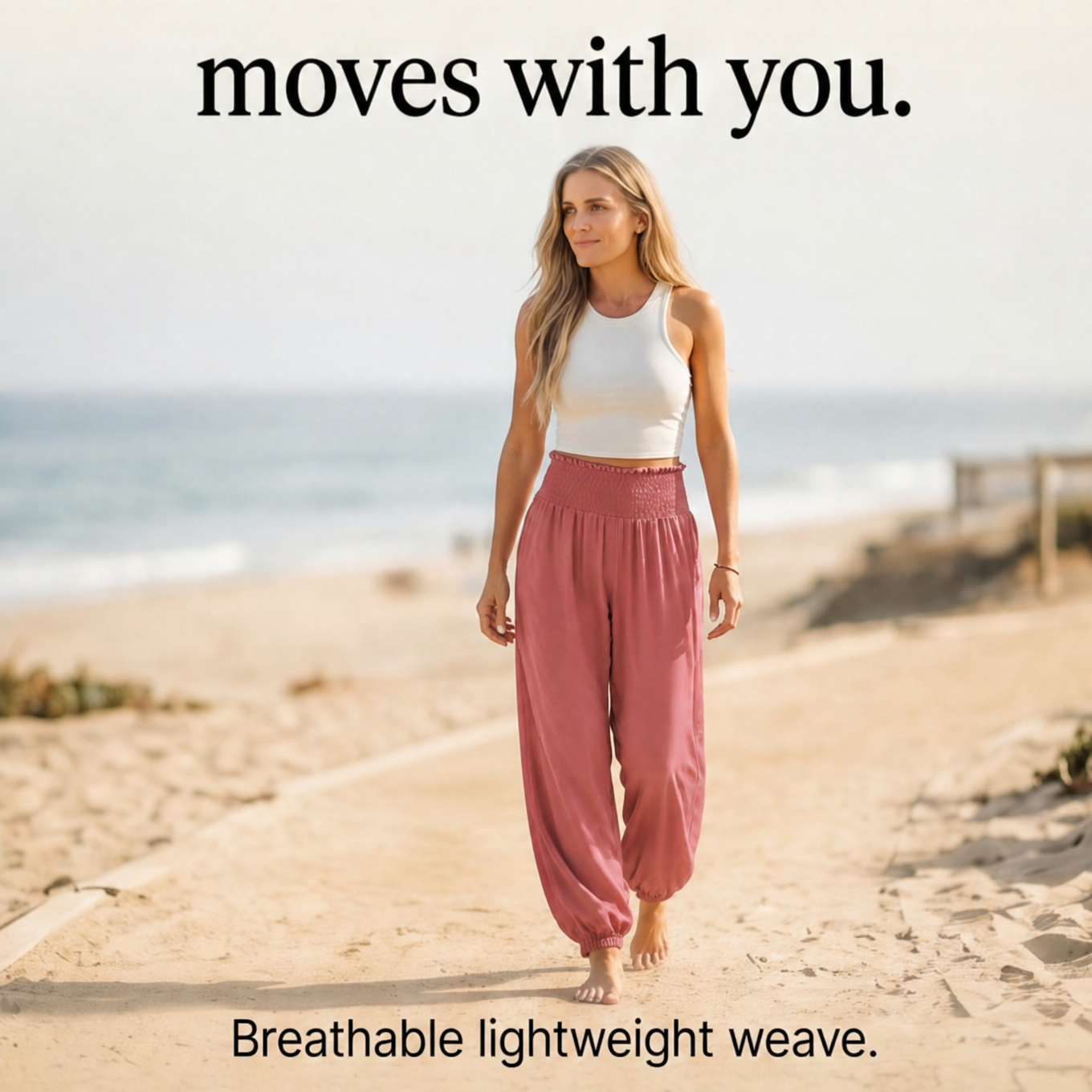 Smocked High-Waist Summer Pants — View 11 | Clova