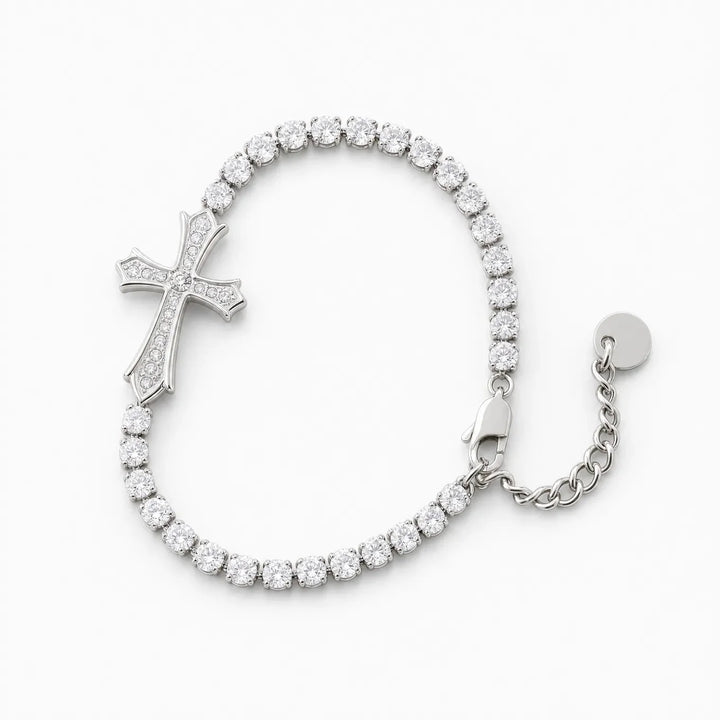 Pavé Zircon Cross Tennis Bracelet in Silver or Gold