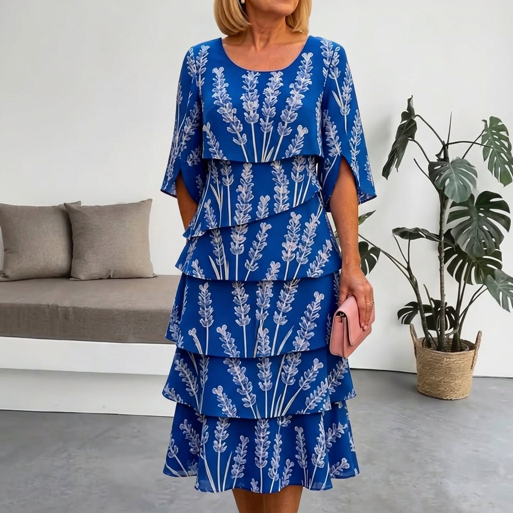 Lumielle Tiered Floral Midi Dress for Special Occasions | Clova Women's Fashion