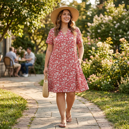 V-Neck Floral Dress with Pockets — View 6 | Clova